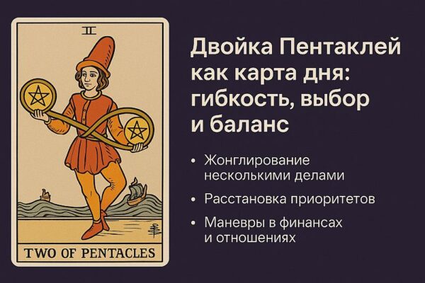 2 пентаклей карта дня: день баланса, гибкости и выбора